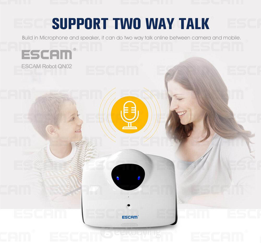ESCAM Robot QN02 720P WiFi Mobile Camera Touch Interactive Move Laugh Automatically Charge Support Remote Video - Yellow