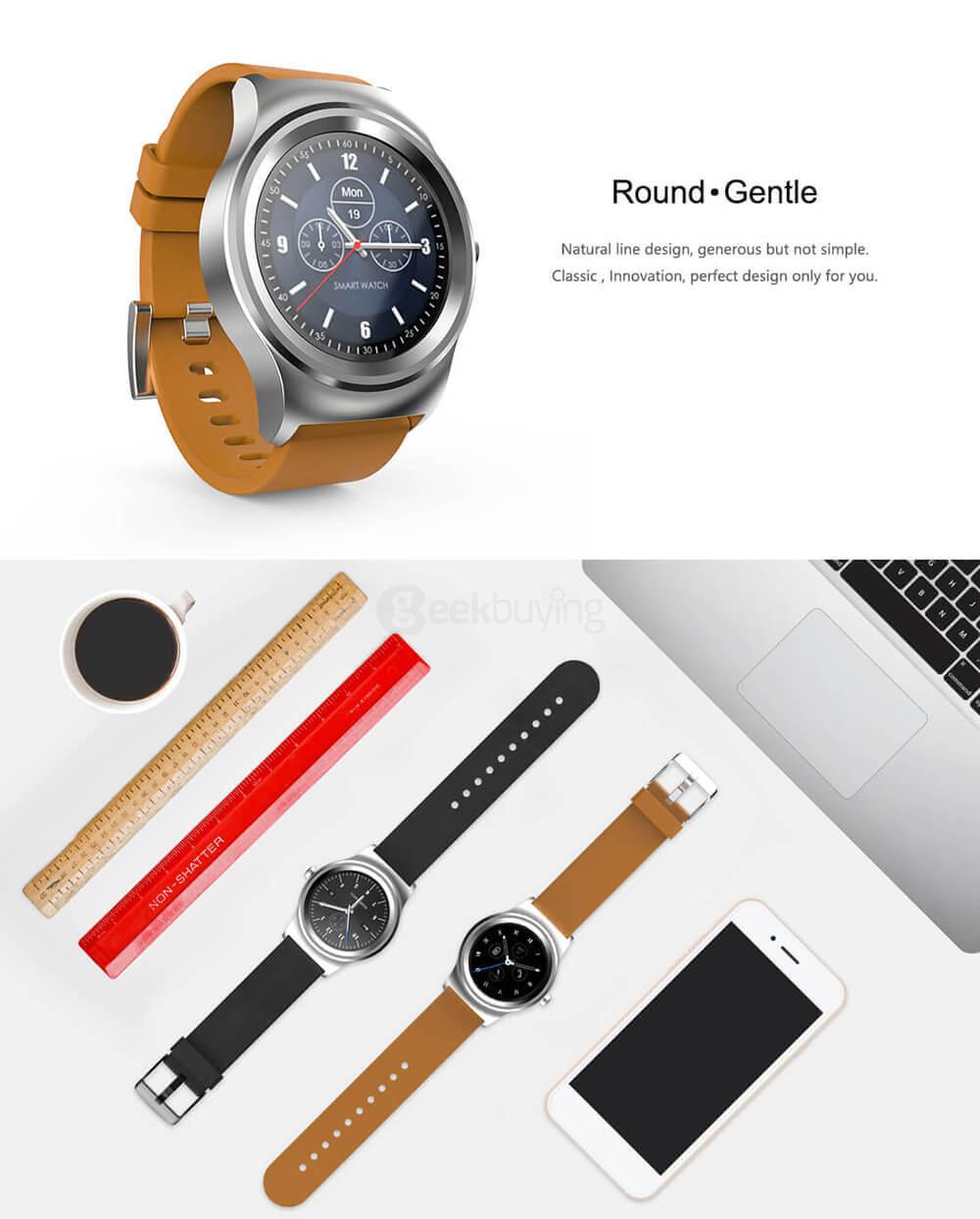 SMA-R Dual Bluetooth Smart Watch MTK2502 Heart Rate Monitor Fitness Tracker / Siri Voice Control / Info Push for Android iOS (Leather Band) - Brown