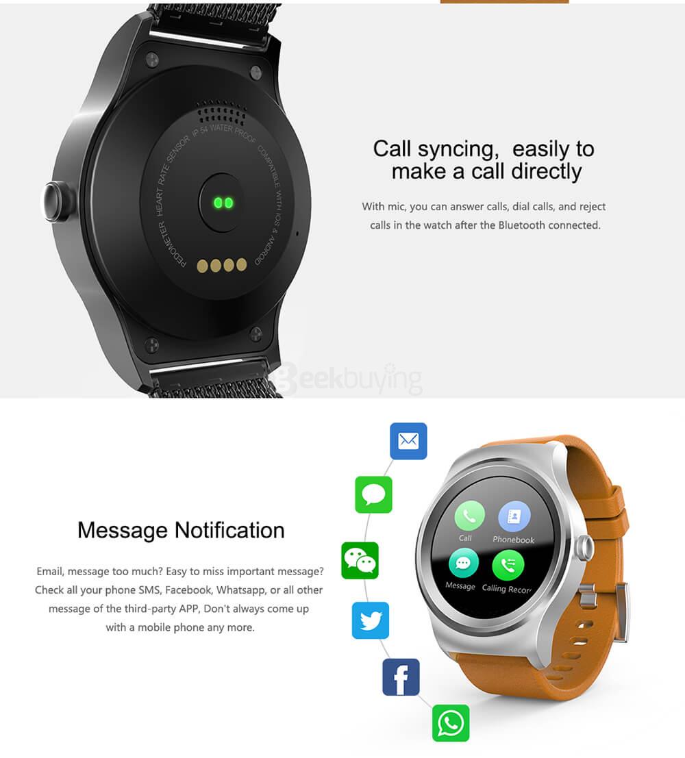 SMA-R Dual Bluetooth Smart Watch MTK2502 Heart Rate Monitor Fitness Tracker / Siri Voice Control / Info Push for Android iOS (Leather Band) - Brown