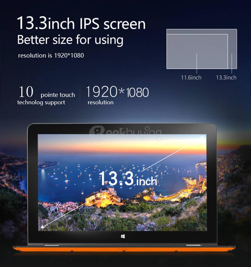 Voyo VBook V3 Fingerprint Version Ultrabook 13.3 inch Windows 10 4GB/64GB Intel Cherry Trail Z8300 Quad 1.84GHz IPS 1920*1080 (With Keyboard and Stylus) - Orange
