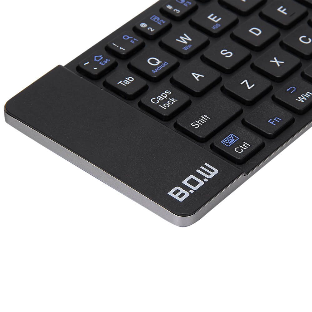 B.O.W Aluminum Foldable Bluetooth Wireless Keyboard for iOS Android Windows Device - Black