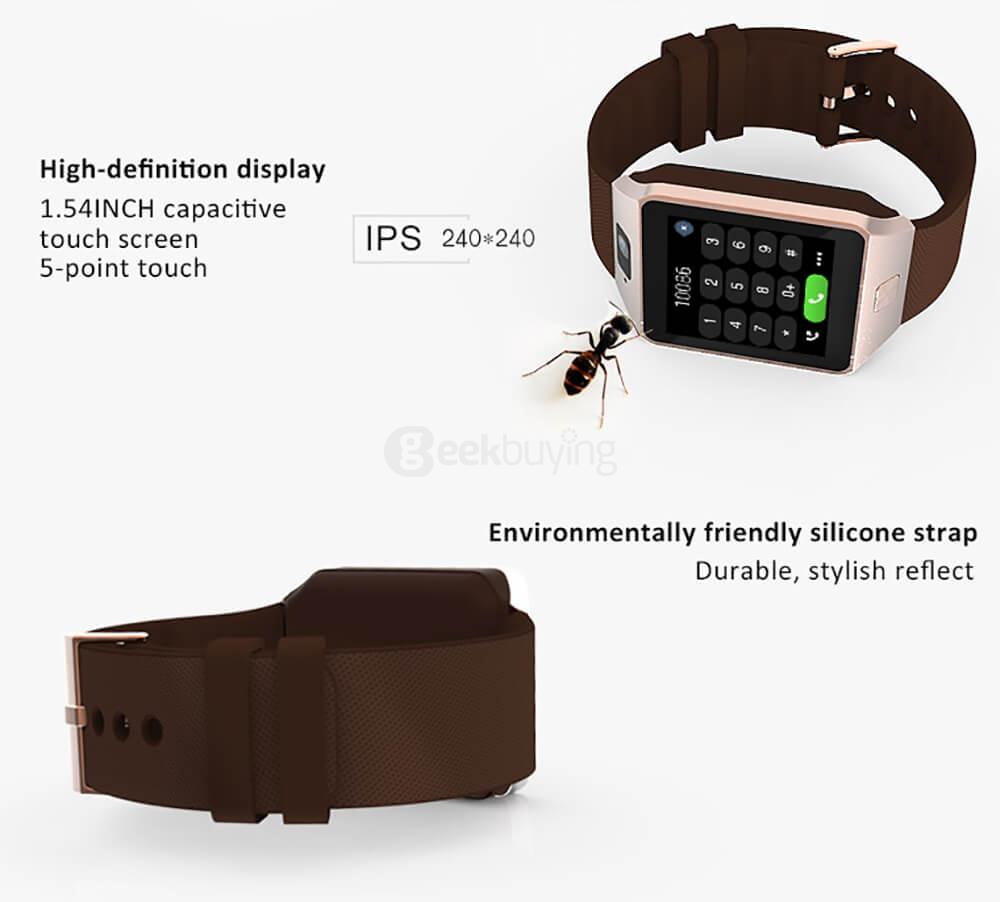 TenFifteen QW09 3G Smart Watch Phone Android 4.4 1.54 inch MTK6572 Dual Core 1.2GHz 512MB/4GB 5.0MP Camera Bluetooth 4.0 WiFi - Black
