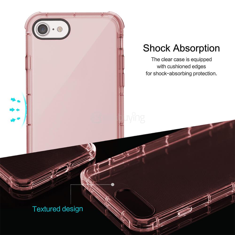 ROCK Fence Series Ultra-thin TPU Soft Case Shockproof Drop-resistance Back Cover For iPhone 7 - Transparent Pink