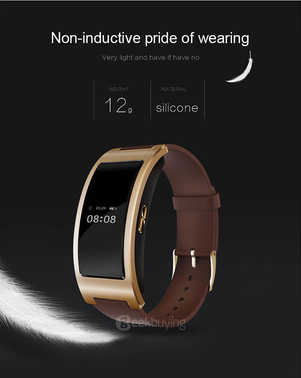 CK11 Bluetooth 4.0 Smart Bracelet Heart Rate / Blood Oxygen Monitor Sleep Tracker Drink Reminder Call Reminder Anti-lost for iOS Android - Black