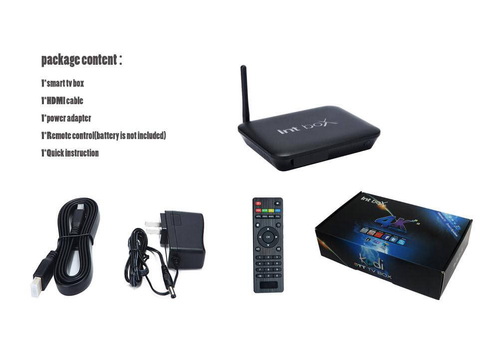 Bundle Intbox pro M7S Amlogic S905 4K TV BOX Android 5.1 Lollipop KODI 2G/16G 802.11AC WIFI 1000M LAN Bluetooth4.0 + Rii i8+Israel Hebrew Language Keyboard - Black