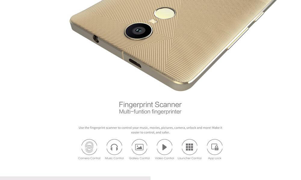 ZOPO HERO 2 5.5inch HD Screen 2.5D Glass 4G LTE Android 6.0 Smartphone MT6737 Quad Core 1.3GHz 1GB RAM 16GB ROM 8.0MP Camera Touch ID - Gold