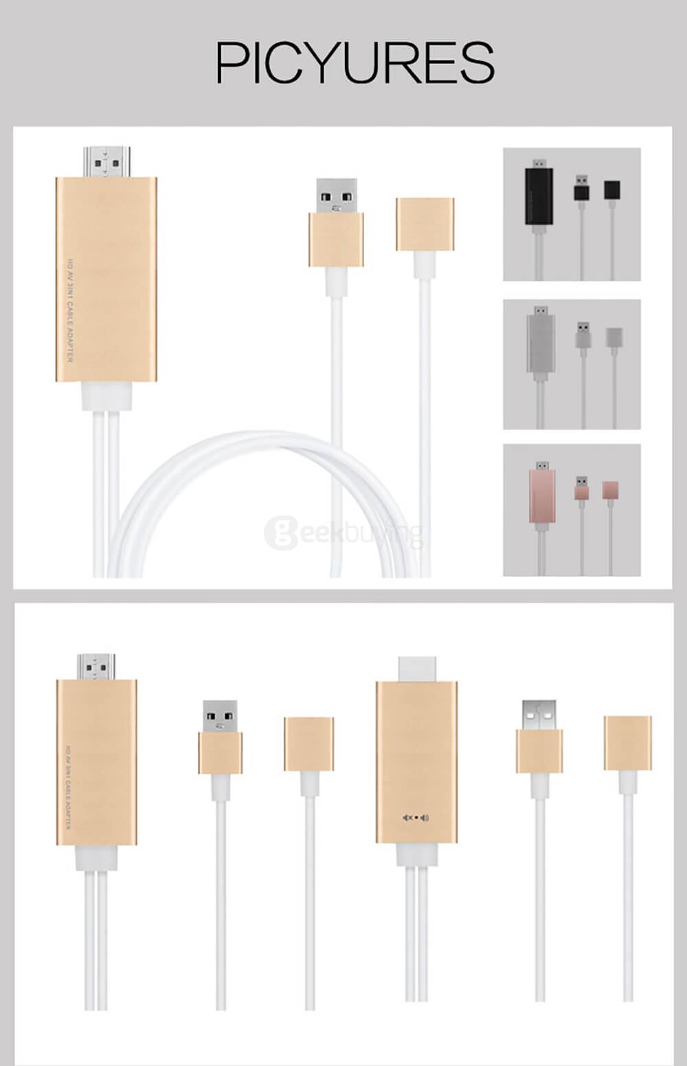 EZcast Cable HDMI Adapter Support Miracast Airplay for iOS Android - Rose Gold