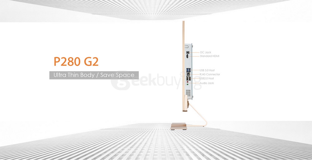 Onda P280 G2 Desktop PC 23.8 inch DOS Intel Pentium G3260 Dual Core 3.3GHz 4GB RAM 120GB SSD IPS 1920*1080 - Gold