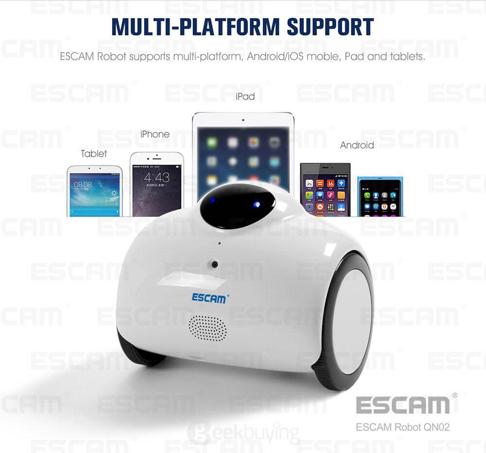 ESCAM Robot QN02 720P WiFi Mobile Camera Touch Interactive Move Laugh Automatically Charge Support Remote Video - Green