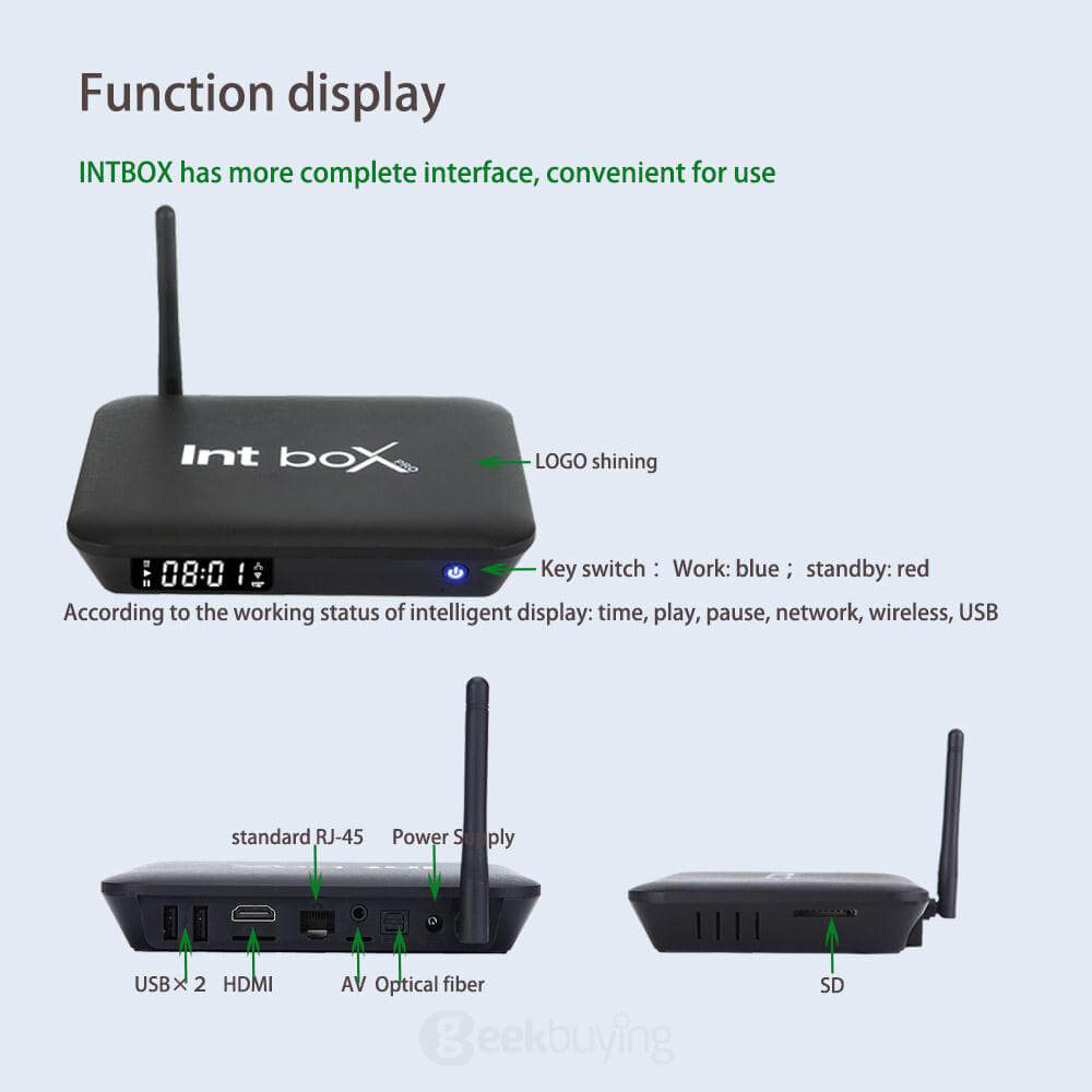 Bundle Intbox pro M7S Amlogic S905 4K TV BOX Android 5.1 Lollipop KODI 2G/16G 802.11AC WIFI 1000M LAN Bluetooth4.0 + Rii i8+Israel Hebrew Language Keyboard - Black
