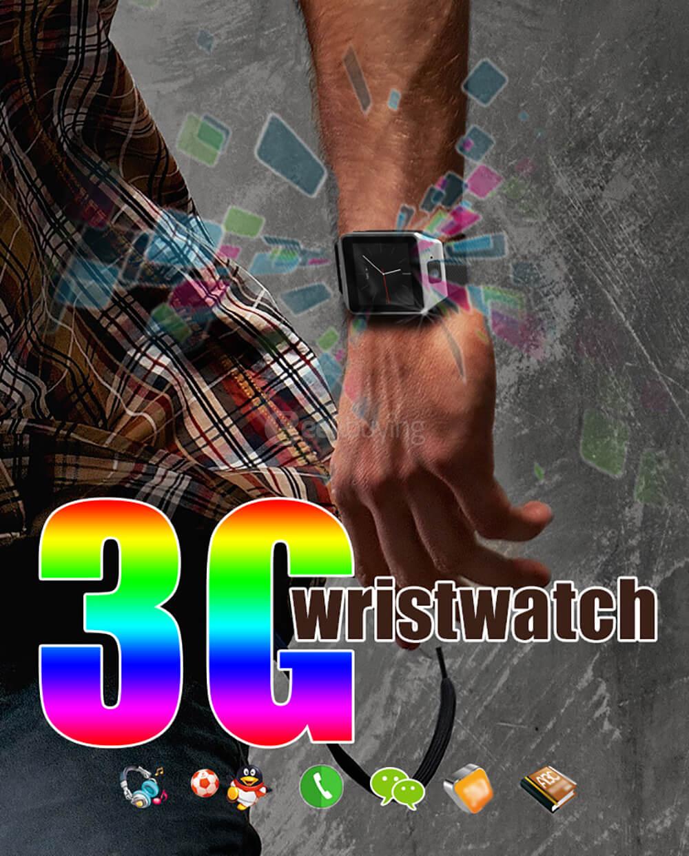 TenFifteen QW09 3G Smart Watch Phone Android 4.4 1.54 inch MTK6572 Dual Core 1.2GHz 512MB/4GB 5.0MP Camera Bluetooth 4.0 WiFi - Black