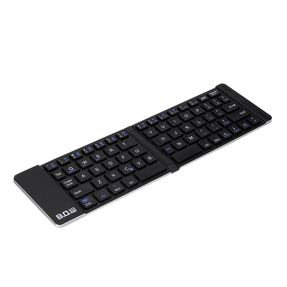 B.O.W Aluminum Foldable Bluetooth Wireless Keyboard for iOS Android Windows Device - Black