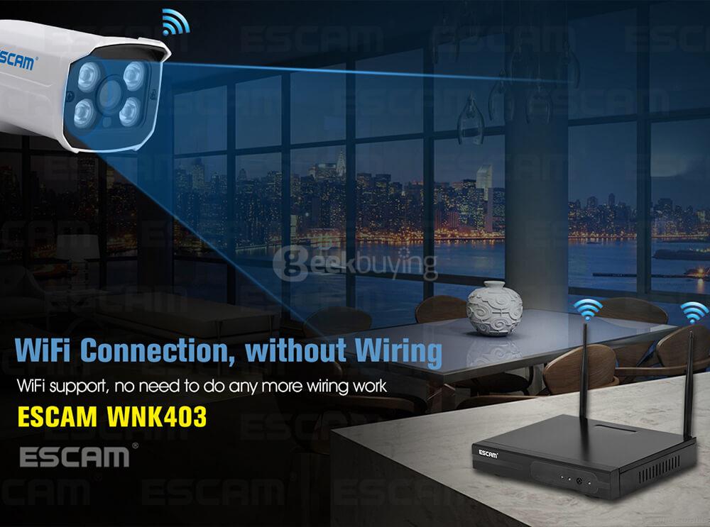 ESCAM WNK403 4CH WiFi IP Cameras and 1CH WiFi NVR 720P Wireless NVR Kit