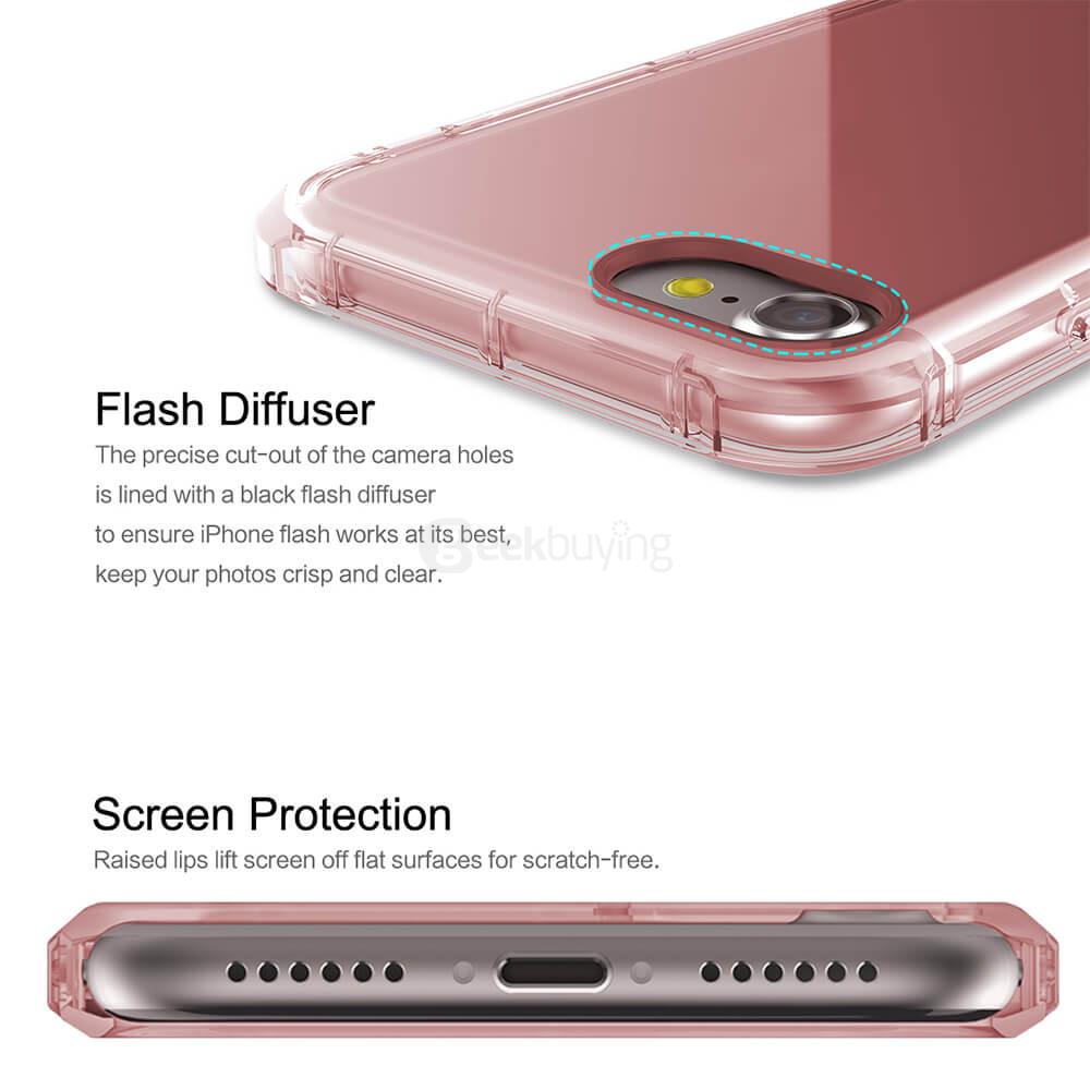 ROCK Fence Series Ultra-thin TPU Soft Case Shockproof Drop-resistance Back Cover For iPhone 7 Plus - Transparent Pink