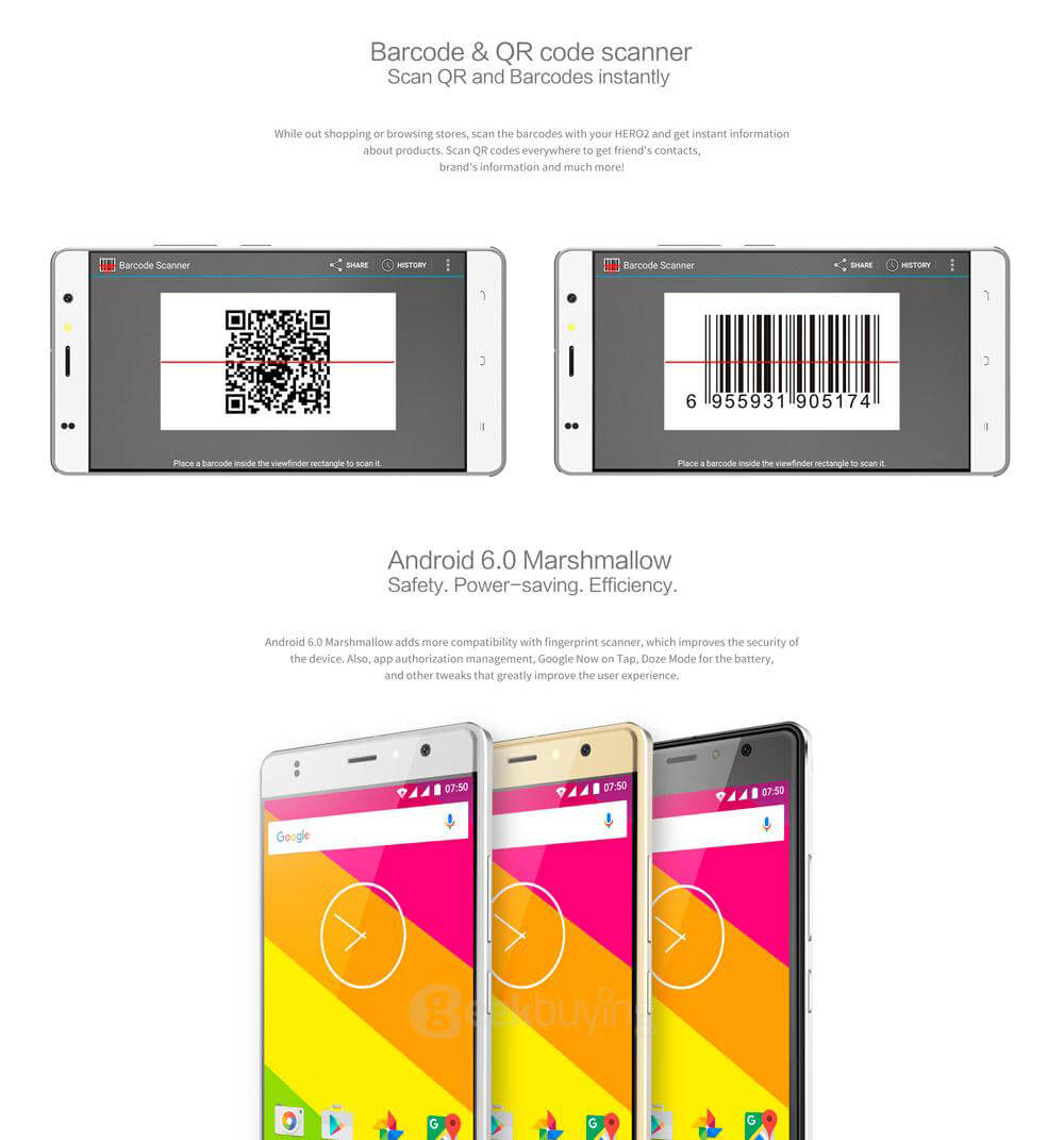 ZOPO HERO 2 5.5inch HD Screen 2.5D Glass 4G LTE Android 6.0 Smartphone MT6737 Quad Core 1.3GHz 1GB RAM 16GB ROM 8.0MP Camera Touch ID - Gold