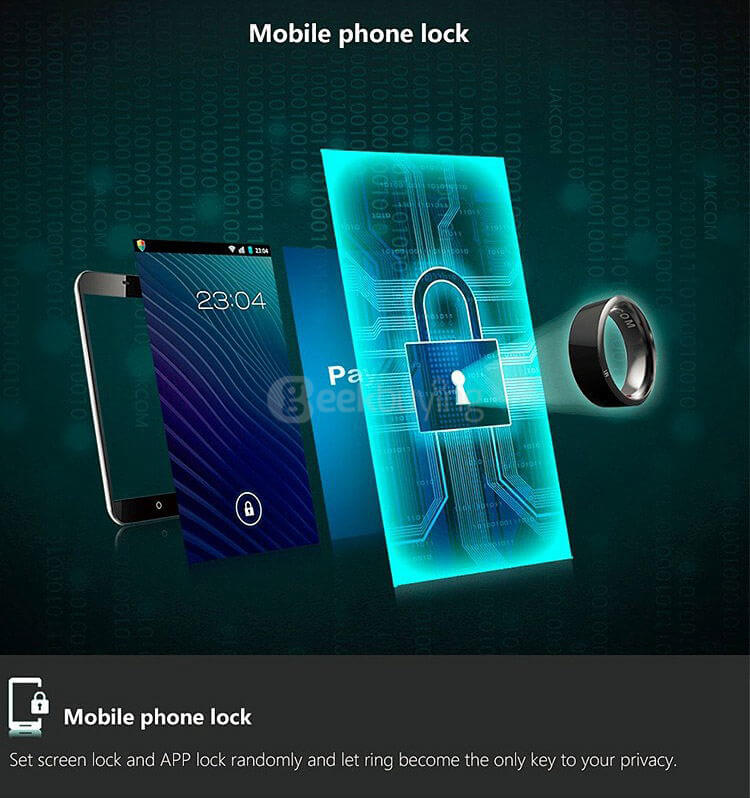 Jakcom R3 Smart Magic Ring App Enabled NFC Technology Health Module Waterproof Dust-proof Fall-proof For Android iOS Smartphones Size 7 - Black