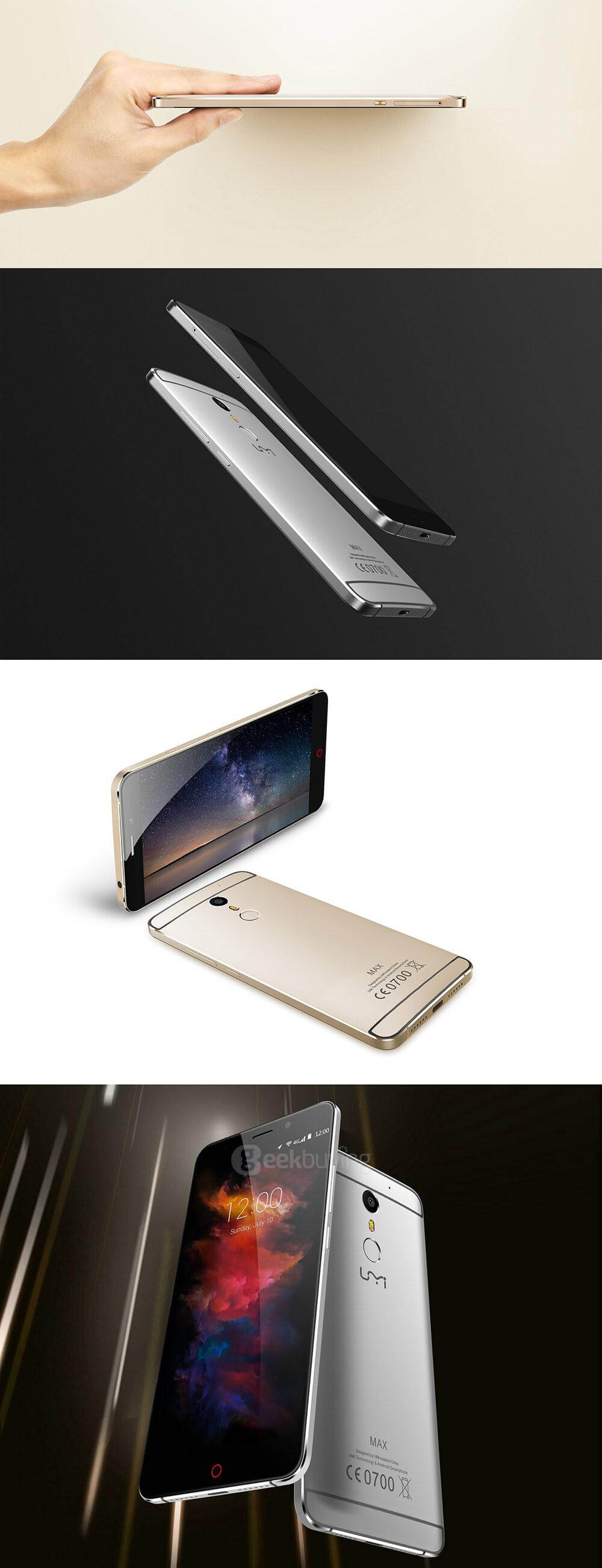 UMI MAX 5.5inch FHD 4G LTE 4000mAh Android 6.0 Smartphone MT6755 Helio P10 Octa Core 3GB 16GB 13.0MP Touch ID Type-C LED Notification - Gray