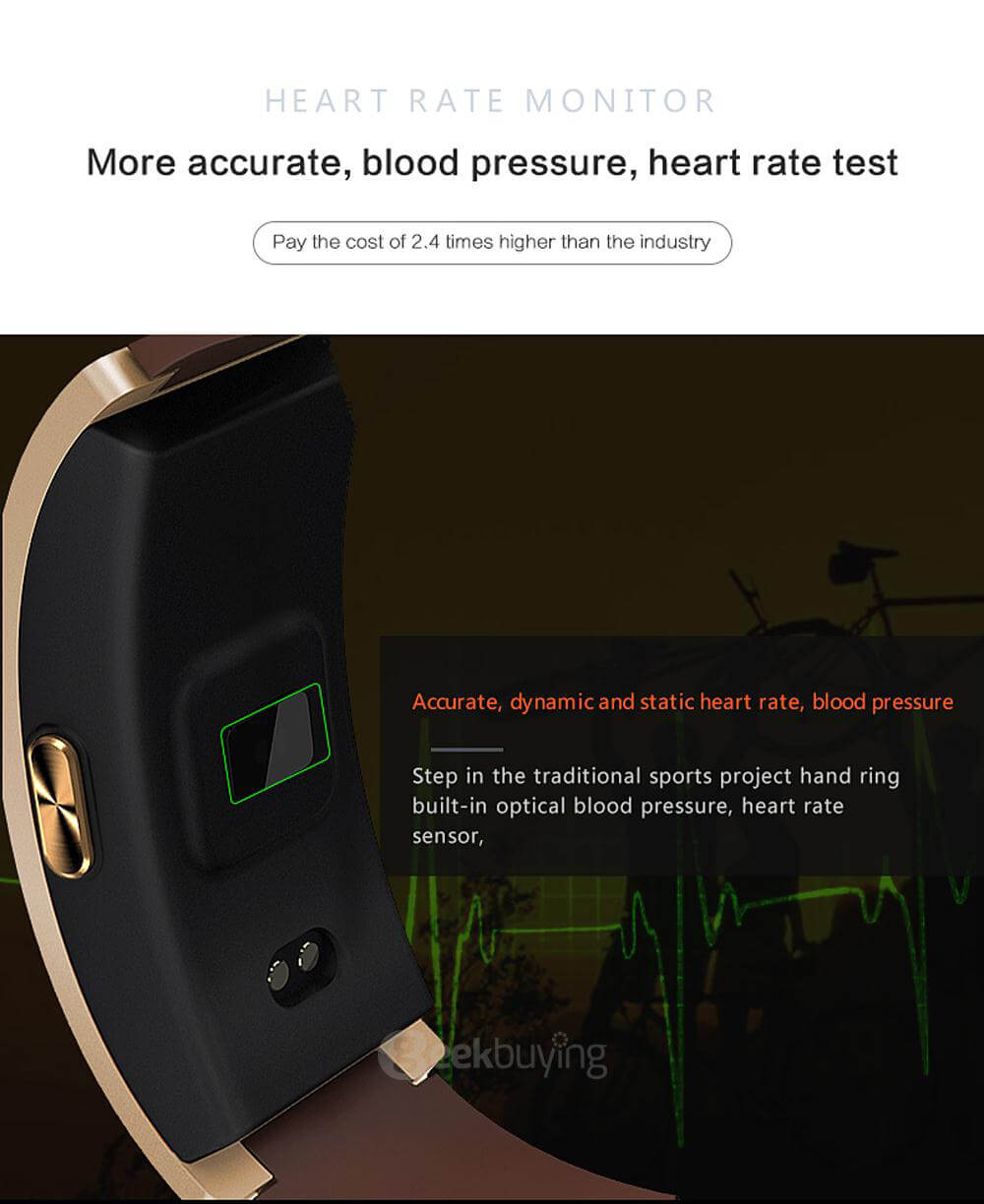 CK11 Bluetooth 4.0 Smart Bracelet Heart Rate / Blood Oxygen Monitor Sleep Tracker Drink Reminder Call Reminder Anti-lost for iOS Android - Black