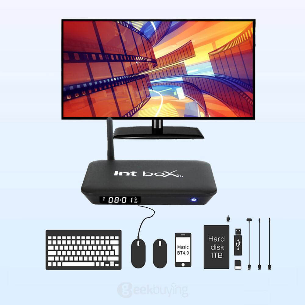 Bundle Intbox pro M7S Amlogic S905 4K TV BOX Android 5.1 Lollipop KODI 2G/16G 802.11AC WIFI 1000M LAN Bluetooth4.0 + Rii i8+Israel Hebrew Language Keyboard - Black