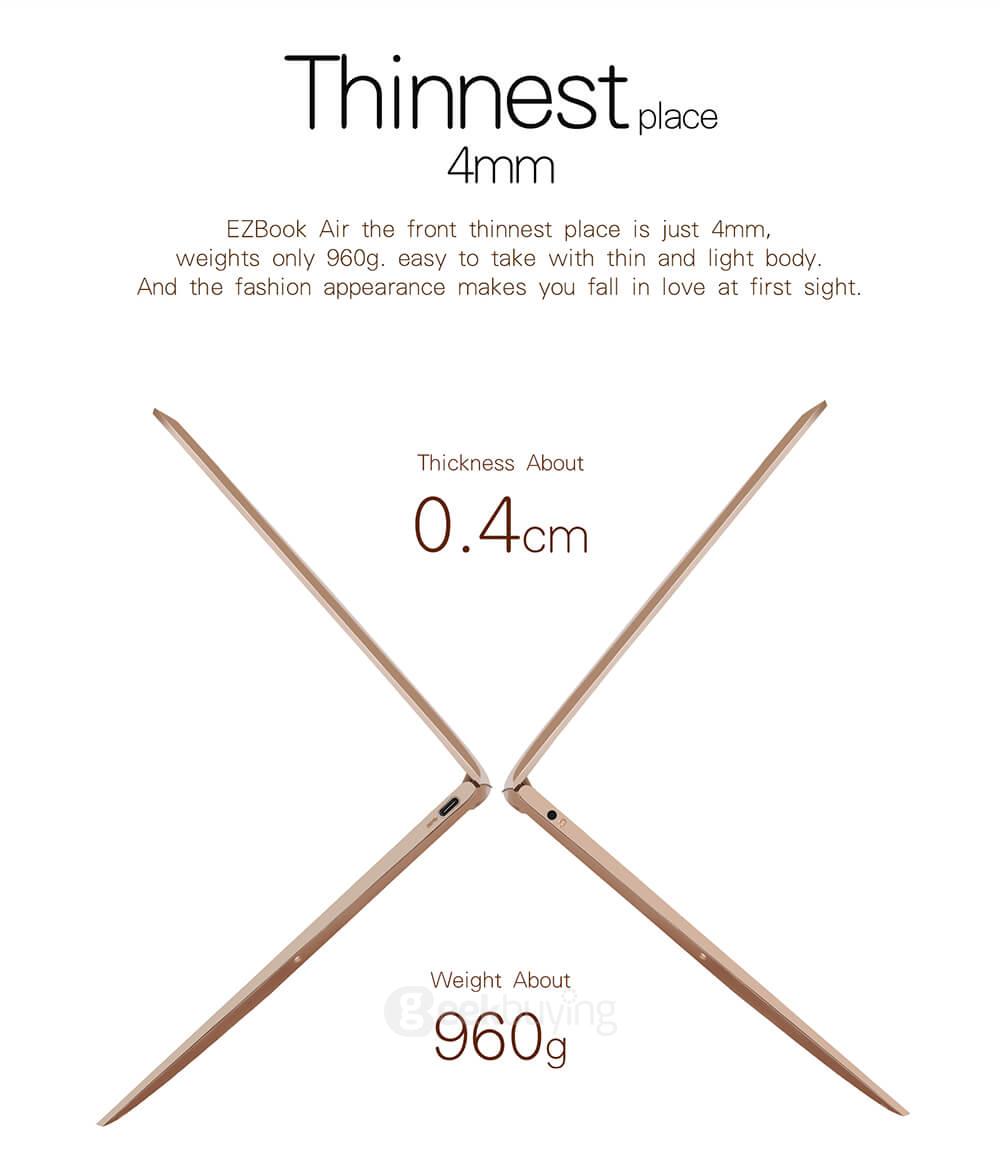 Jumper EZbook Air Laptop 11.6 inch Windows 10 4GB/128GB Intel Cherry Trail Z8350 Quad Core 1.92GHz FHD Screen 1920*1080 Type-C Dual WiFi - Gold