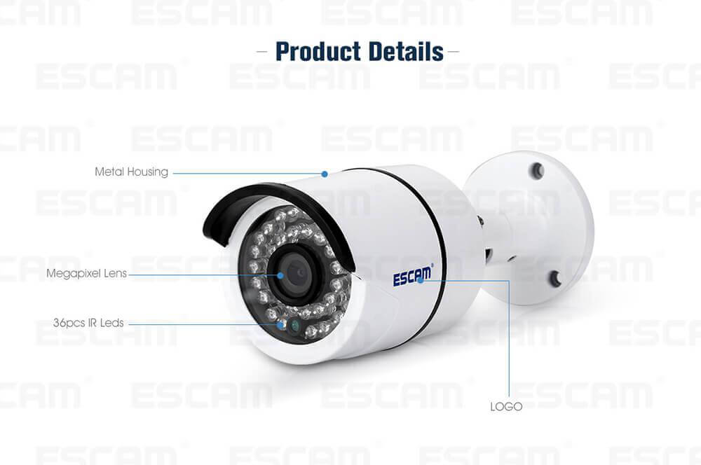 Escam Bolt QD410 H.265 4MP IP IR Bullet Camera IP66 Waterproof 3.6mm Fixed Lens Support OnVIF