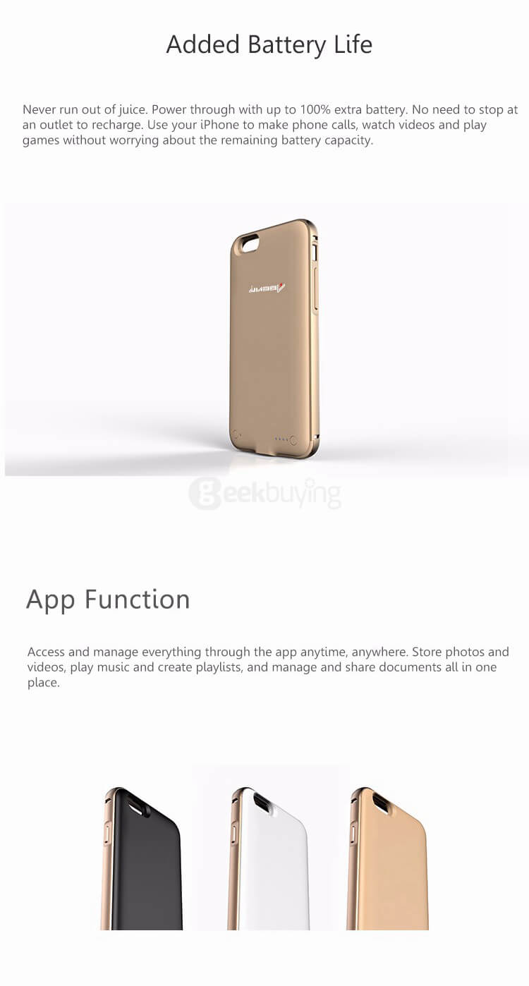 K609A 2300mAh Cover Design Power Bank with 64GB Extended Memory WiFi Connection APP Function for iPhone 6 - Black
