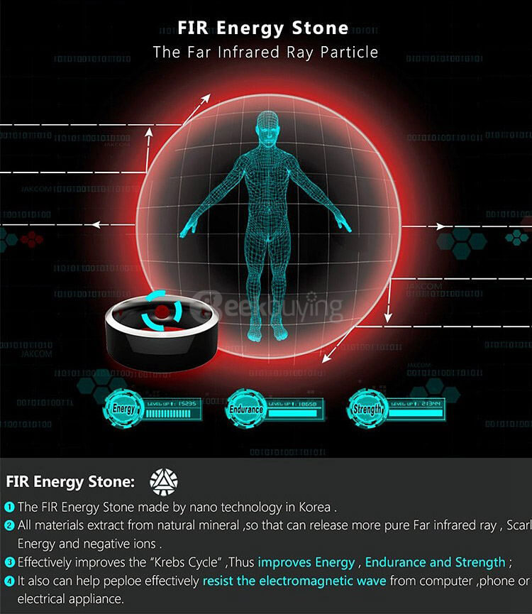 Jakcom R3 Smart Magic Ring App Enabled NFC Technology Health Module Waterproof Dust-proof Fall-proof For Android iOS Smartphones Size 7 - Black