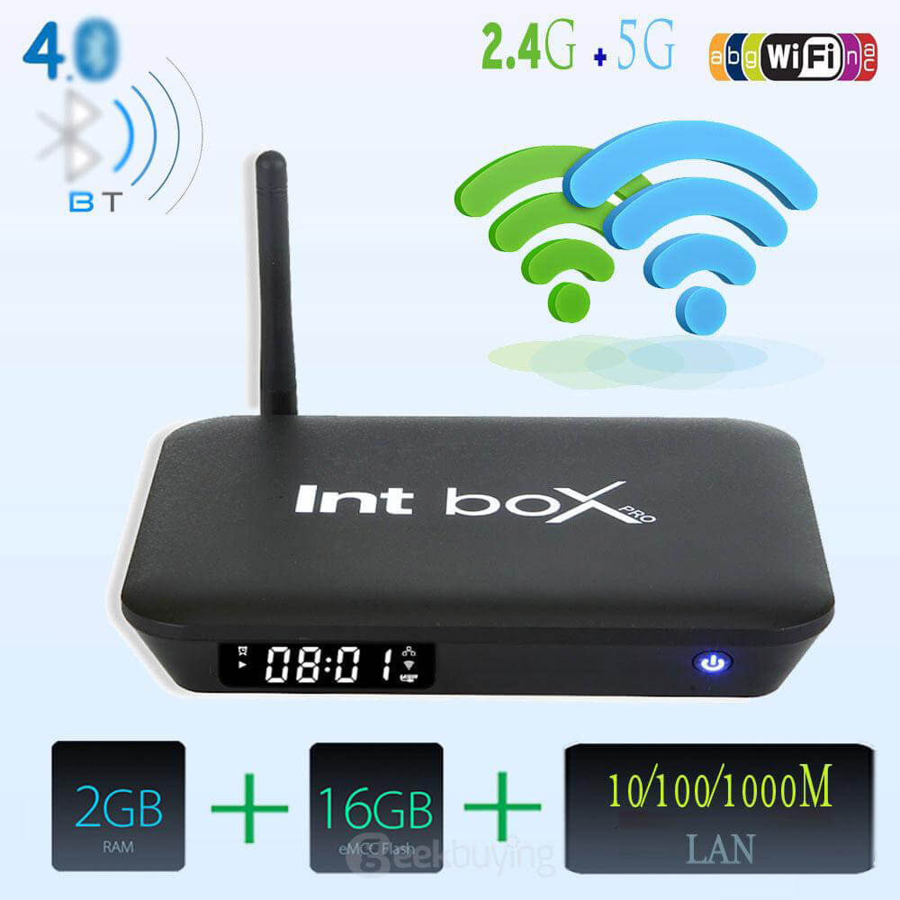 Bundle Intbox pro M7S Amlogic S905 4K TV BOX Android 5.1 Lollipop KODI 2G/16G 802.11AC WIFI 1000M LAN Bluetooth4.0 + Rii i8+Israel Hebrew Language Keyboard - Black