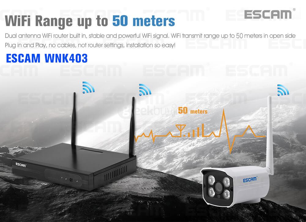 ESCAM WNK403 4CH WiFi IP Cameras and 1CH WiFi NVR 720P Wireless NVR Kit