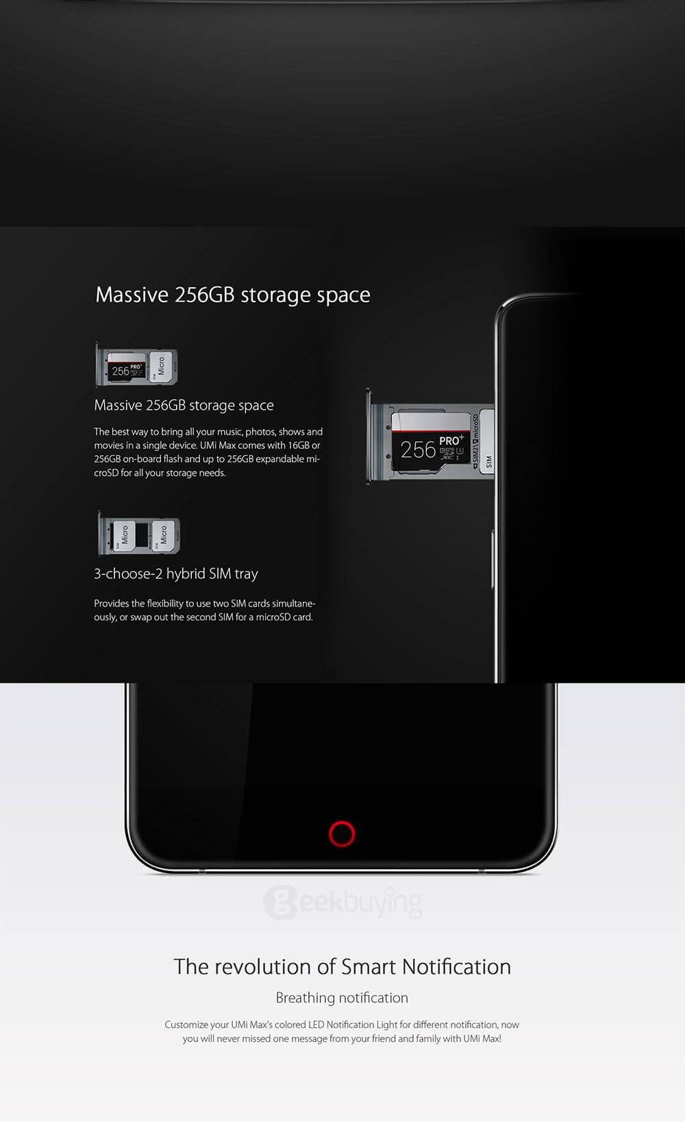 UMI MAX 5.5inch FHD 4G LTE 4000mAh Android 6.0 Smartphone MT6755 Helio P10 Octa Core 3GB 16GB 13.0MP Touch ID Type-C LED Notification - Gray