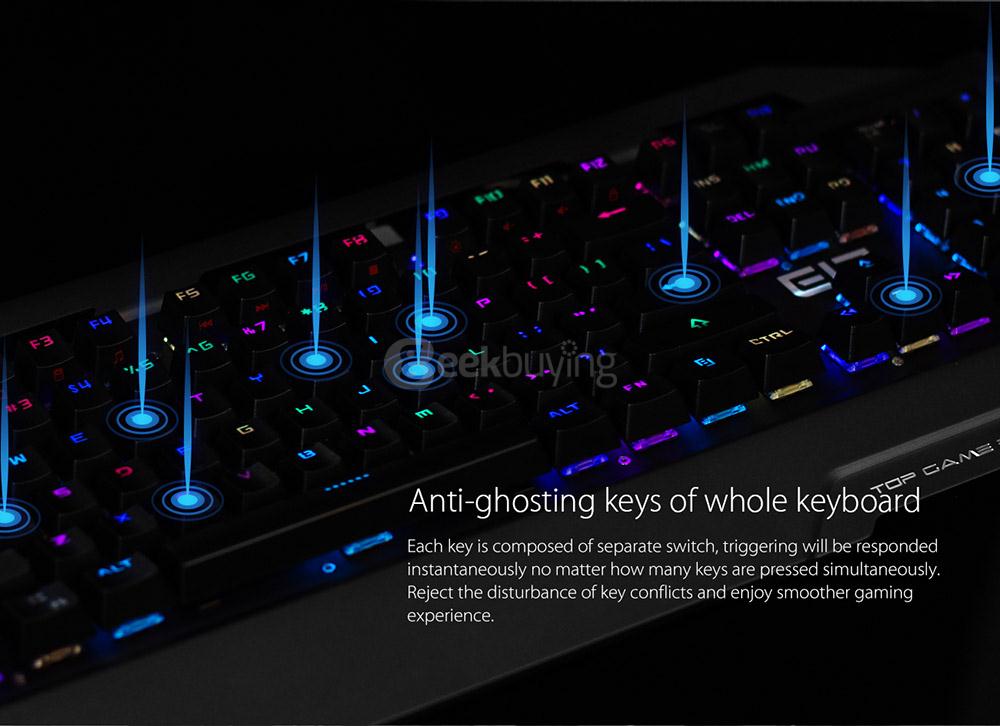 Elephone EleEnter Game2 Professional Mechanical Gaming Keyboard USB Wired 104 Keys Colorful RGB LED Backlit for Computer Laptop PC - Black (US Standard)