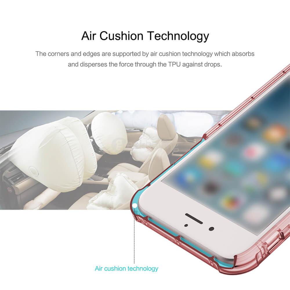ROCK Fence Series Ultra-thin TPU Soft Case Shockproof Drop-resistance Back Cover For iPhone 7 - Transparent Pink