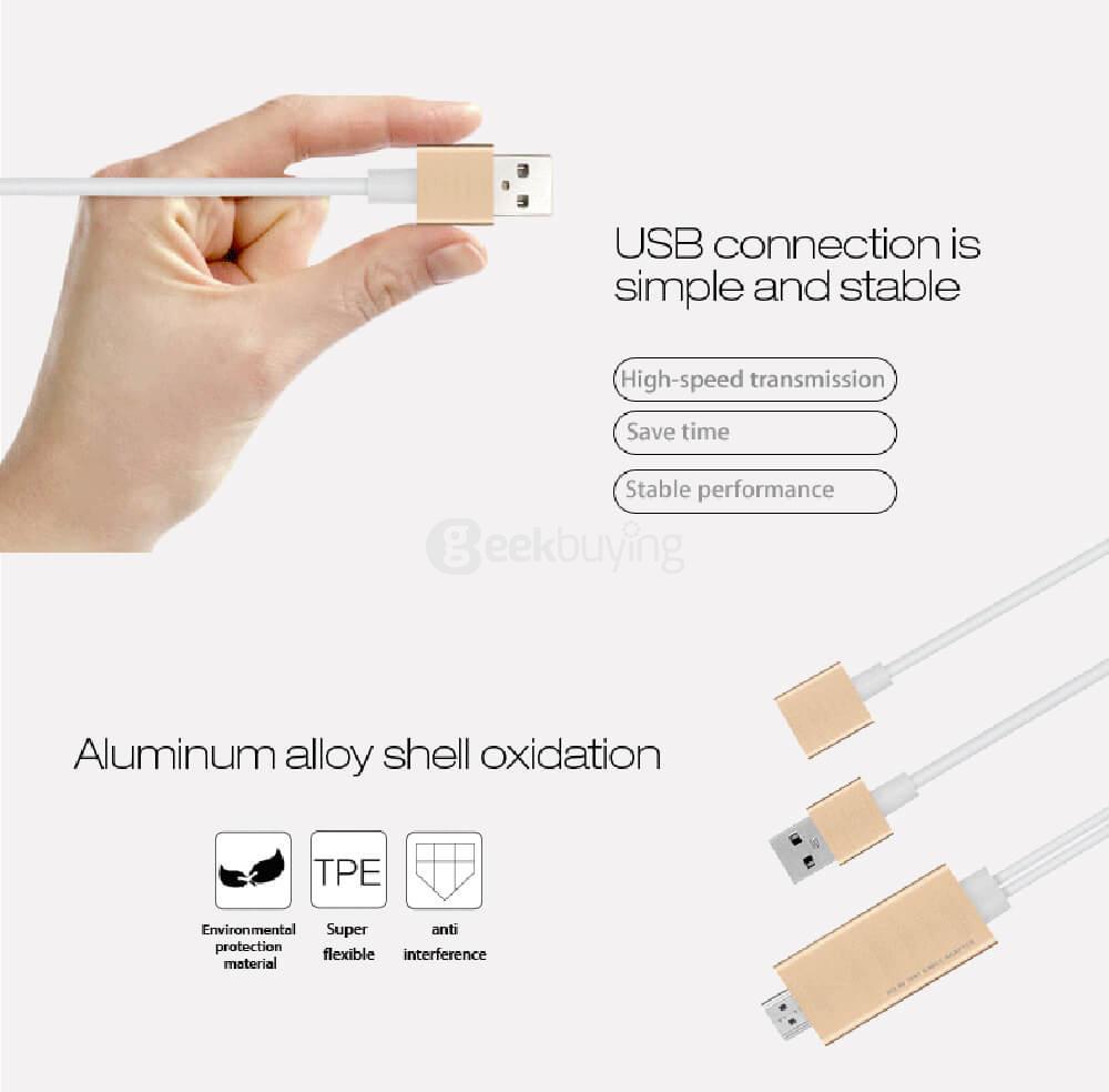 EZcast Cable HDMI Adapter Support Miracast Airplay for iOS Android - Rose Gold