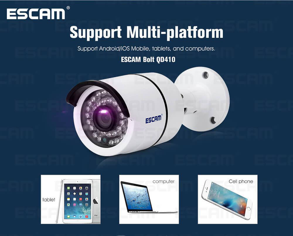 Escam Bolt QD410 H.265 4MP IP IR Bullet Camera IP66 Waterproof 3.6mm Fixed Lens Support OnVIF