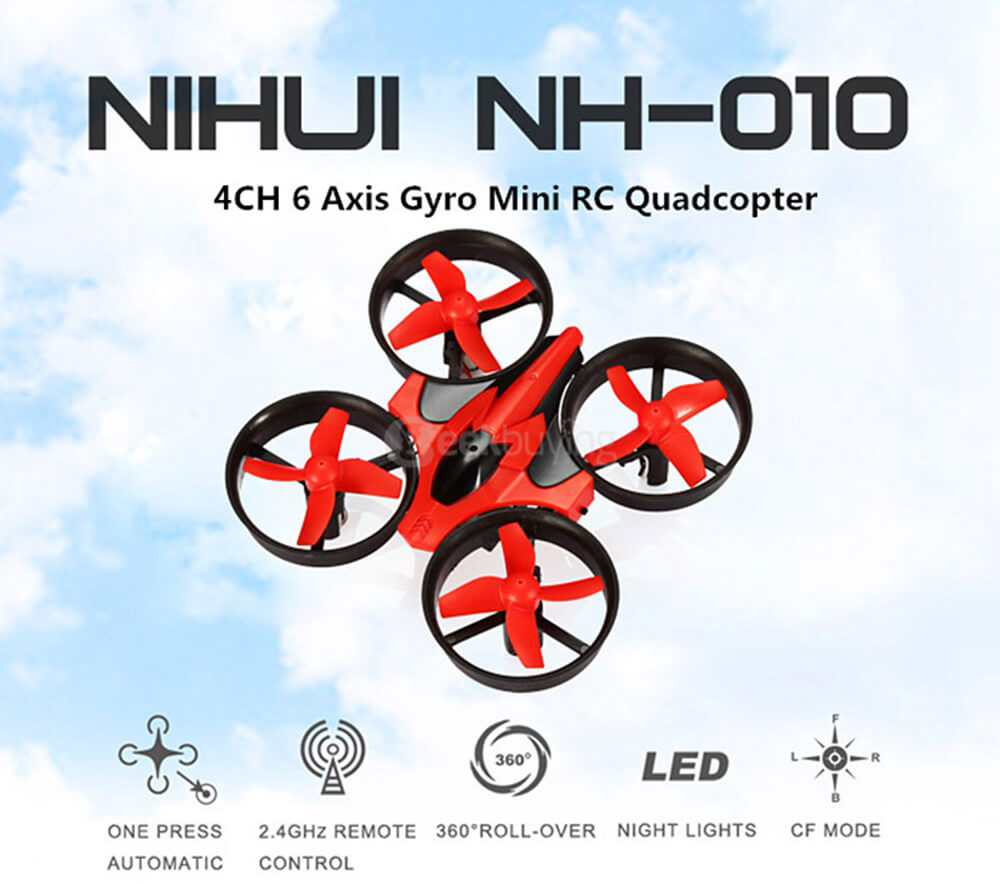 NIHUI NH010 MINI 2.4G 4CH 6Axis Gyro Headless Mode RC Quadcopter RTF - Red