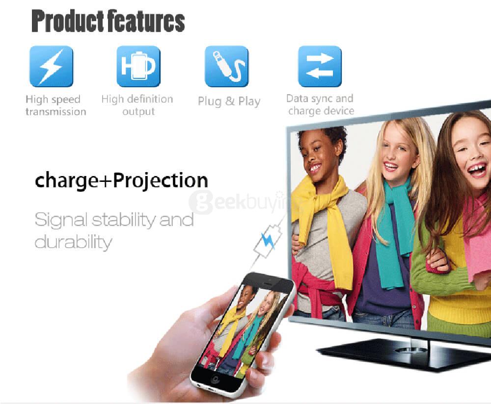 EZcast Cable HDMI Adapter Support Miracast Airplay for iOS Android - Rose Gold