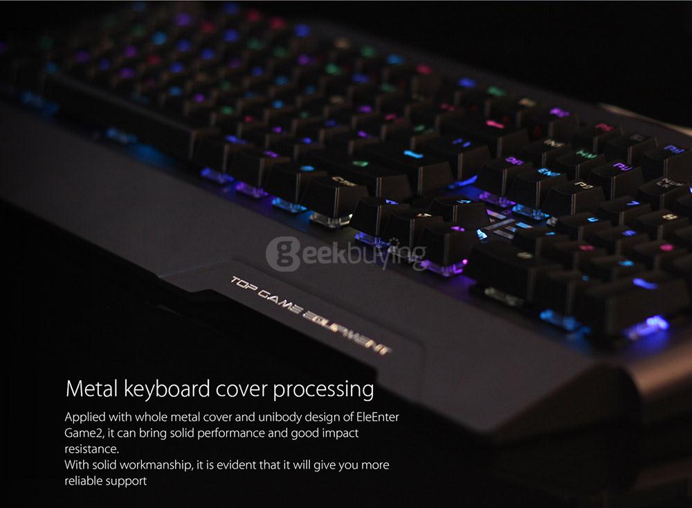 Elephone EleEnter Game2 Professional Mechanical Gaming Keyboard USB Wired 104 Keys Colorful RGB LED Backlit for Computer Laptop PC - Black (US Standard)