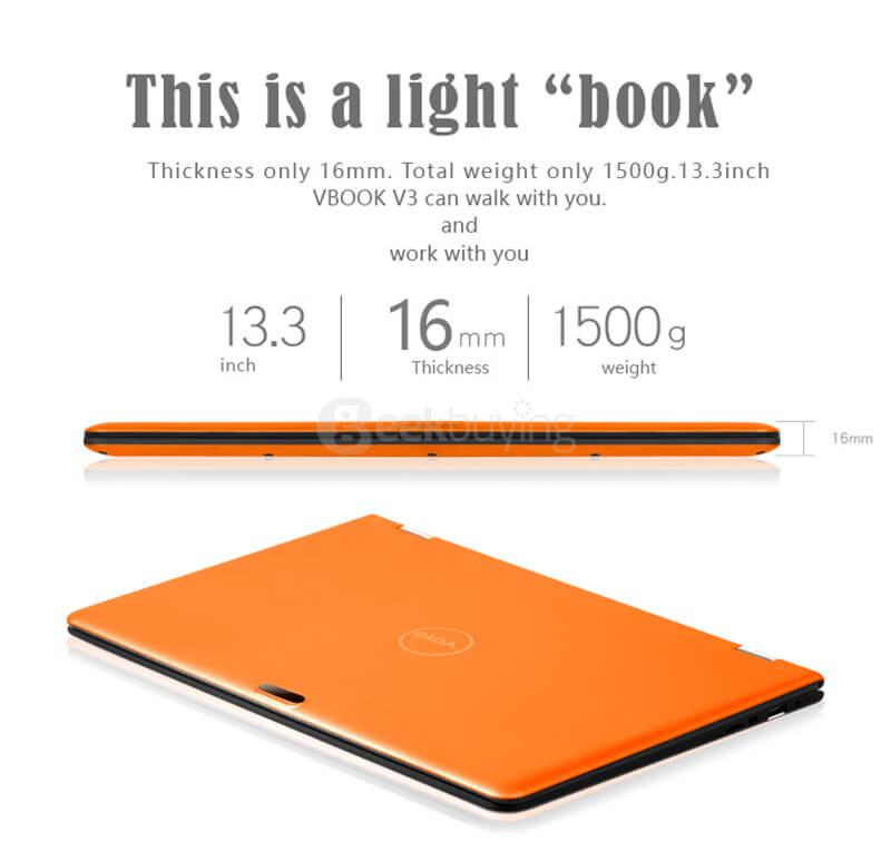 Voyo VBook V3 Fingerprint Version Ultrabook 13.3 inch Windows 10 4GB/64GB Intel Cherry Trail Z8300 Quad 1.84GHz IPS 1920*1080 (With Keyboard and Stylus) - Orange