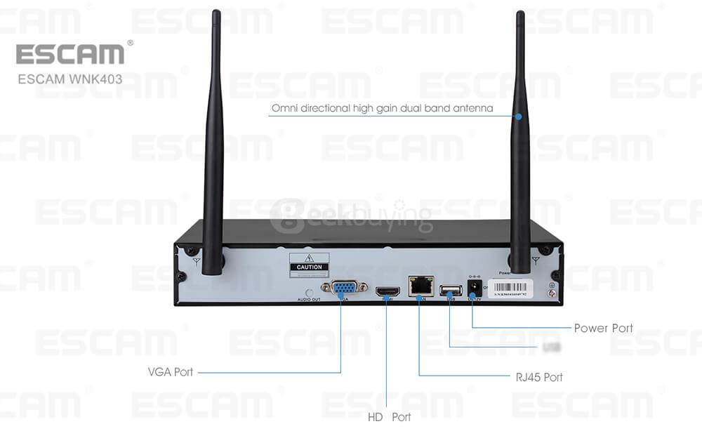 ESCAM WNK403 4CH WiFi IP Cameras and 1CH WiFi NVR 720P Wireless NVR Kit