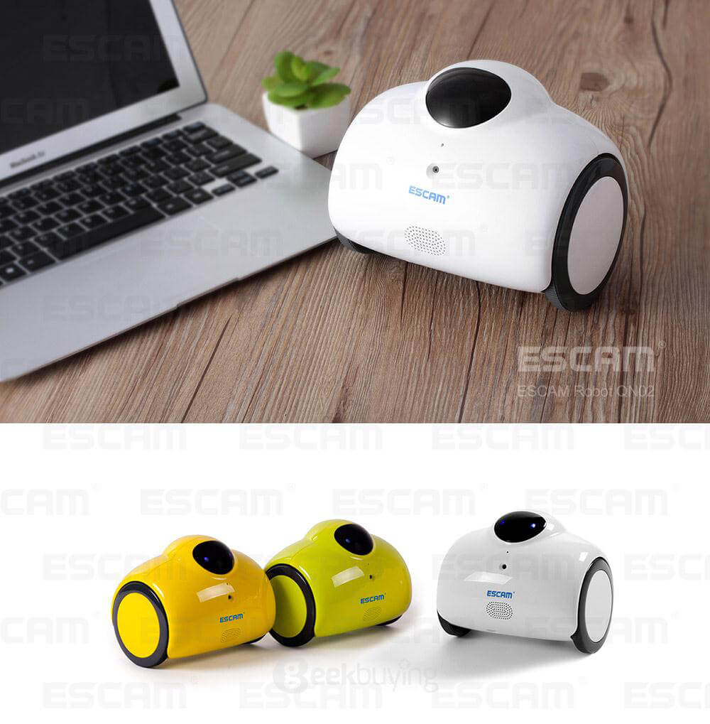 ESCAM Robot QN02 720P WiFi Mobile Camera Touch Interactive Move Laugh Automatically Charge Support Remote Video - Yellow