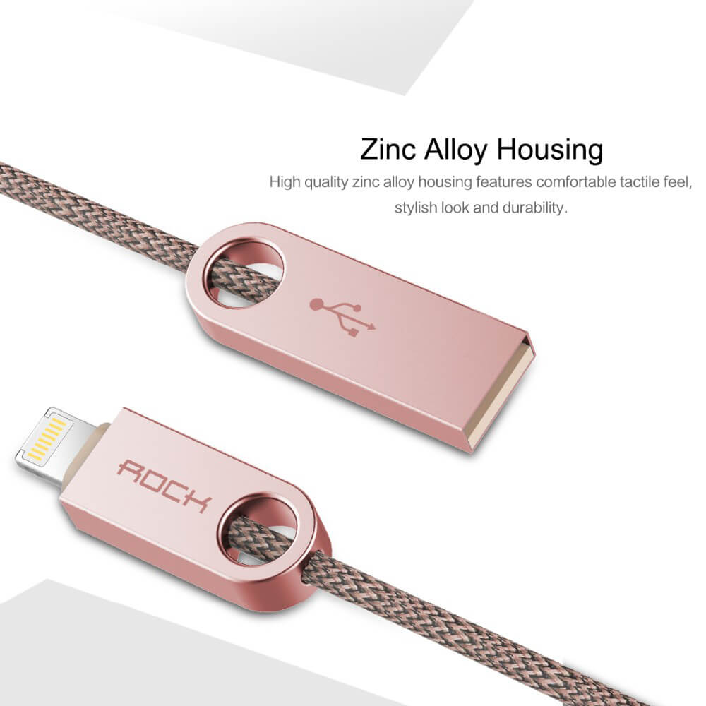 ROCK R1 Reversible 8Pin & Micro Combo Cable USB Charging Cable 2 in 1 Connector Data Transfer Cable For Apple / Android - Yellow