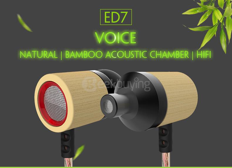 KZ ED7 Bamboo Wood In-ear Bass Stereo Earbuds with Microphone 3.5mm HD HiFi Earphones - Gold