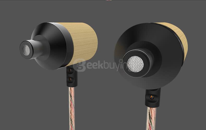 KZ ED7 Bamboo Wood In-ear Bass Stereo Earbuds with Microphone 3.5mm HD HiFi Earphones - Gold