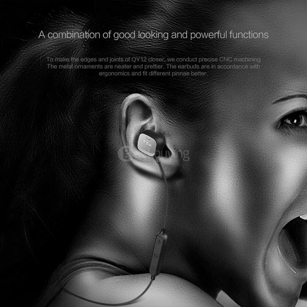 QCY QY12 Bluetooth 4.1 In-ear Earbuds with Mic Smart Magnet Adsorption Function / CVC6.0 Noise Cancelling - White