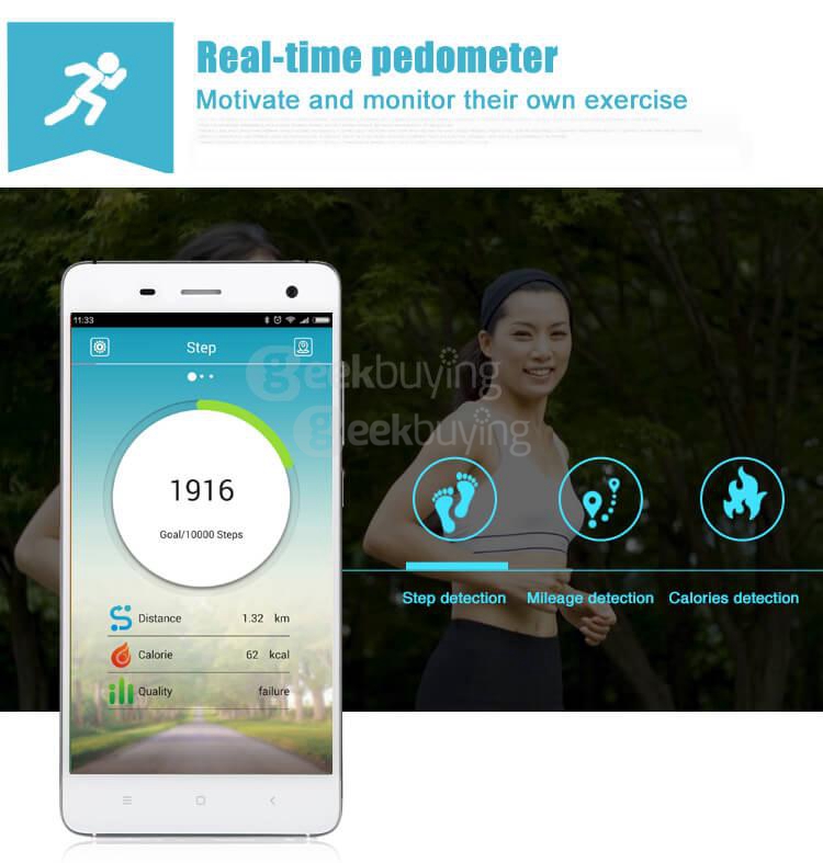 C6 Bluetooth 4.0 Smart Bracelet Heart Rate Monitor Sleep Tracker Call/SMS Reminder Anti-lost IP65 Waterproof For Android iOS - Black