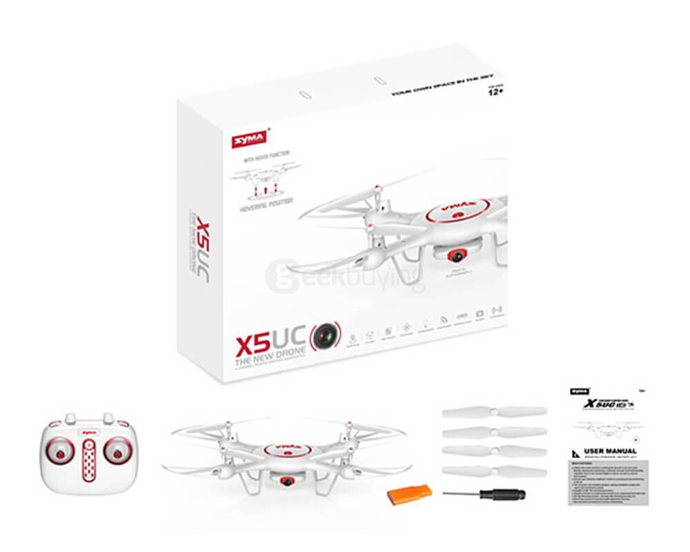 SYMA X5UC 2MP Camera Altitude Hold Mode Dual Battery 2.4G 4CH 6Axis RC Quadcopter RTF - White