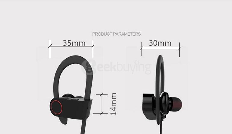 U8 Wireless Bluetooth 4.1 HiFi Music Sport In-ear Earbuds CVC6.0 Noise Cancelling - Black