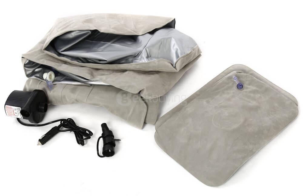 Inflatable Car Air Bed PVC material Car Airbed Electric Air Pump with Gear - Beige