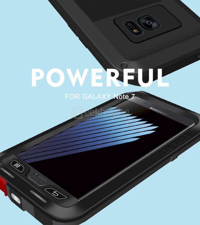 Love Mei Case Dirt-proof Snow-proof And Shock-proof Metal Shell Rugged Case For Samsung Galaxy Note 7 - Black