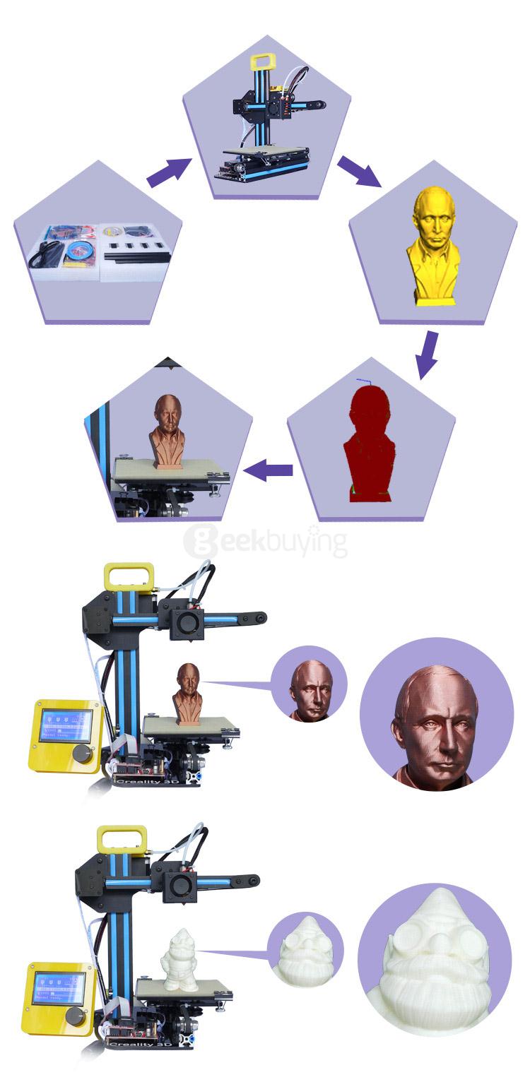 Creality3D CR-7 High Accuracy 3D Desktop Printer Support TF Card / Online Print - Black